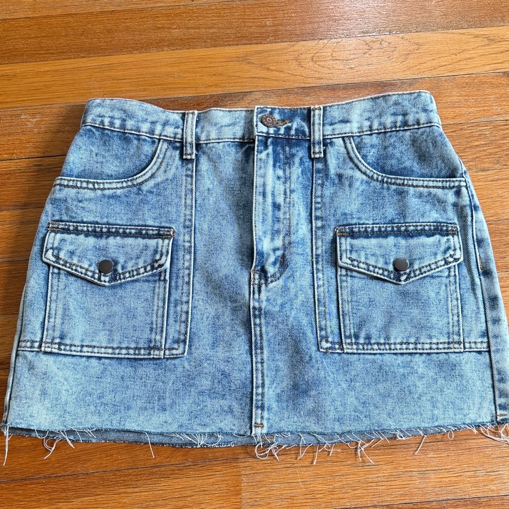 Denim Mini Skirt with Pockets